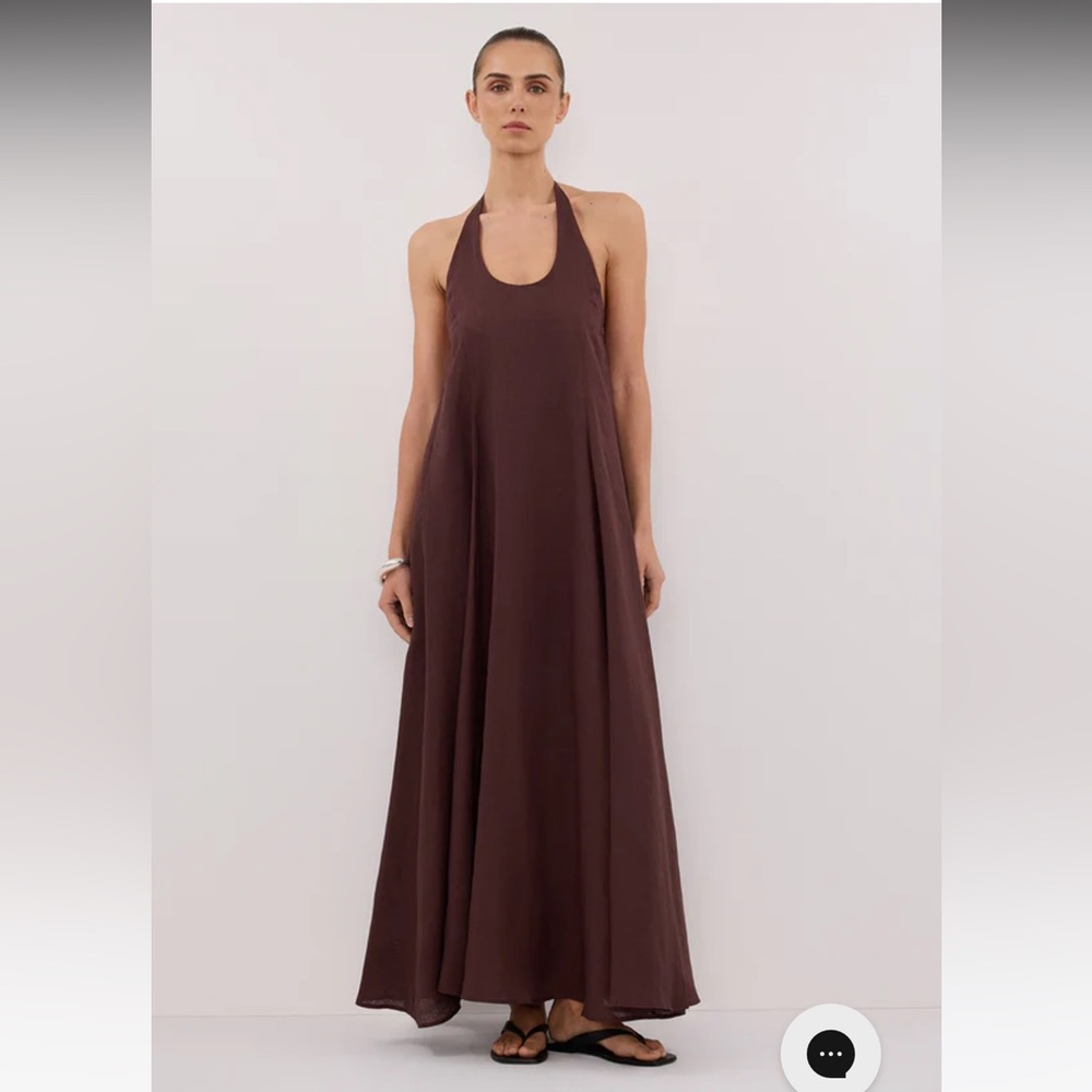 DISSH Brown Backless Halter Maxi Dress